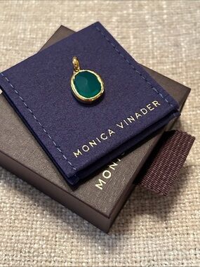 Monica Vinader Siren Green Onyx Bezel Gemstone Pendant, NIB, vermeil